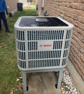 Photo of Home 1 heat pump outdoor unit.